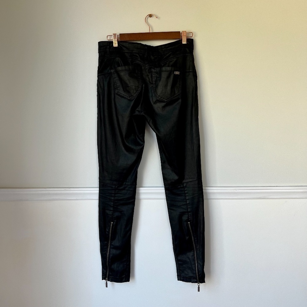 Barbour Frida Black Streak‎ Coated Jean Motorcycle Style Pants - Size US 8 - Picture 6 of 11